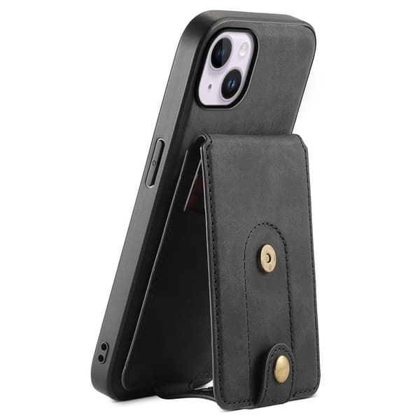 DENIOR D14 Mobilskal till iPhone 14 Plus Läder + TPU + PC Svart