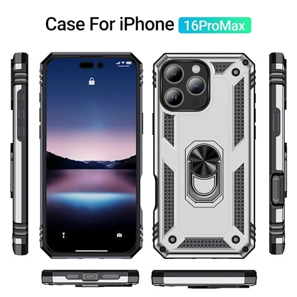 Mobilskal till iPhone 16 Pro Max Anti-drop med Kickstand - Silver Silver
