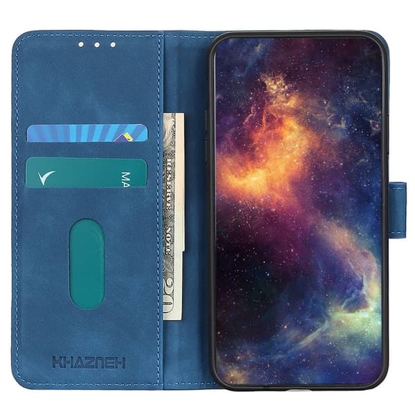 KHAZNEH OnePlus 13R 5G Plånboksfodral Konstläder Retro Textur - Blå