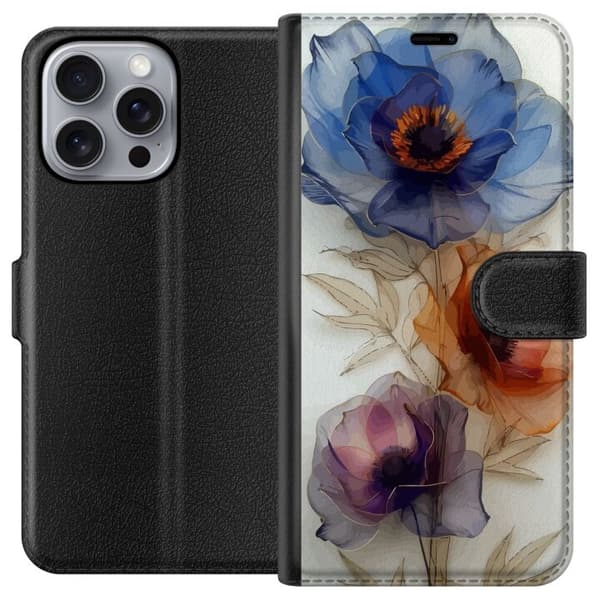 Pung Taske til Apple iPhone 16 Pro Max med Silke Blomster
