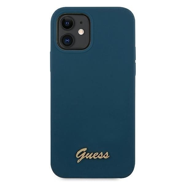 Guess Skal iPhone 12 Mini Metal Logo Script - Blå Blå