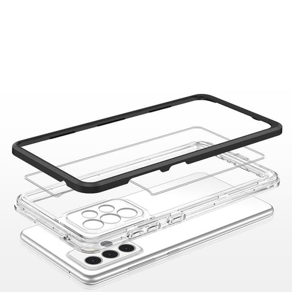 Galaxy A73 Kuori Clear 3in1 Frame Gel - Musta Black