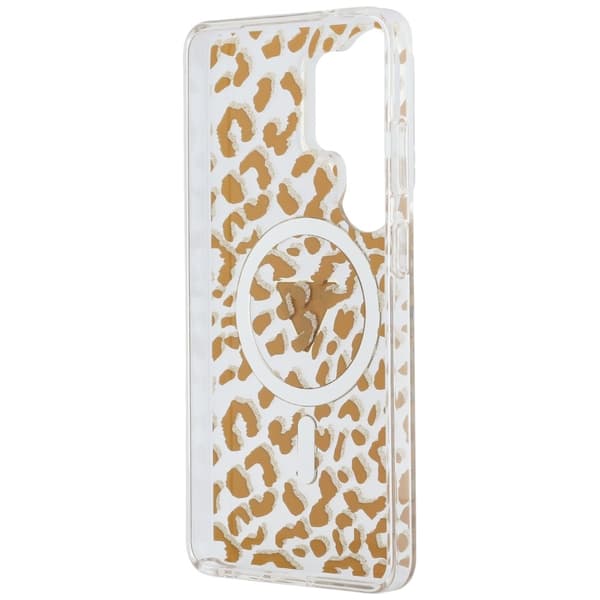 Guess Mobilskal För Galaxy S26 Ultra MagSafe IML Leopard Print Triangle Brun