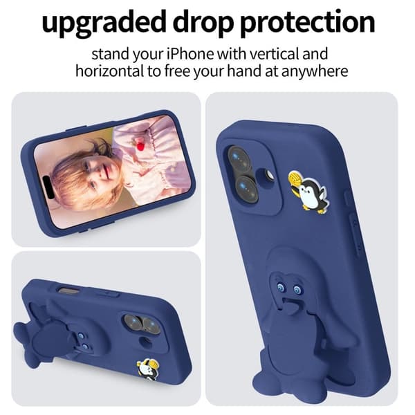 Penguin Mobilskal till iPhone 17 Kickstand Stöttålig EVA - Blå