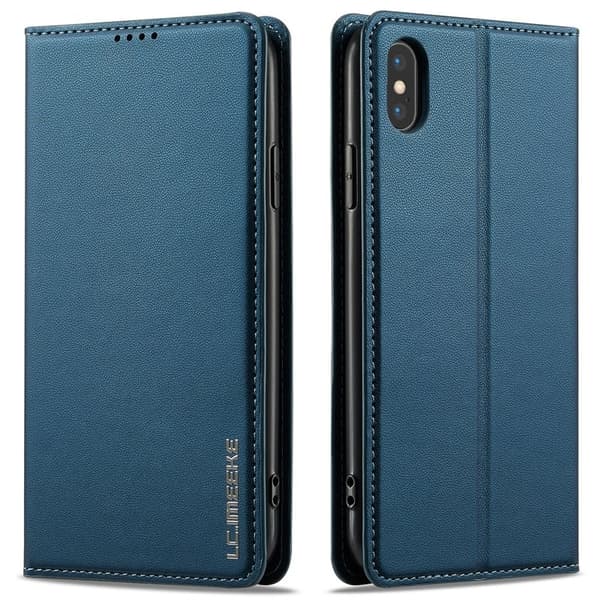 LC.IMEEKE L1 Series iPhone XS Max Plånboksfodral Konstläder - Blå