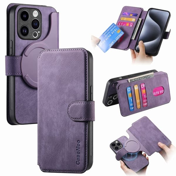 CASENEO MW-03 iPhone 13 Pro Plånboksfodral Konstläder - Lila