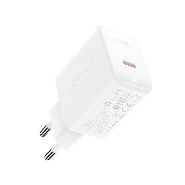 Acefast GaN Väggladdare USB-C 30W - Vit Vit