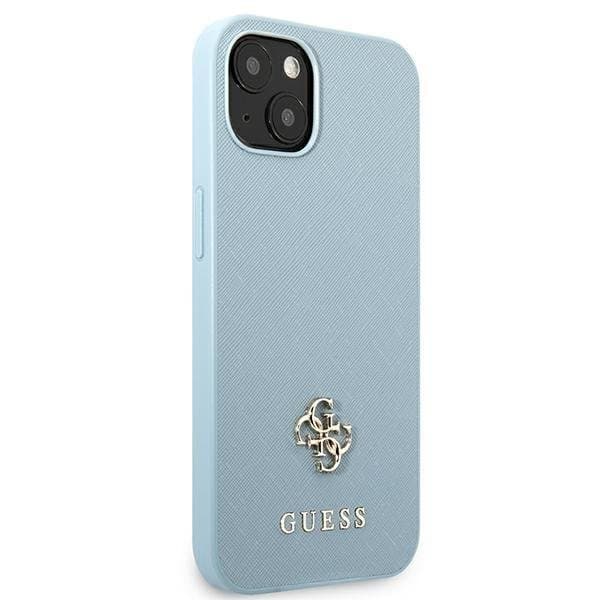 Guess iPhone 13 mini Skal Saffiano Small Metall Logo - Blå Blå