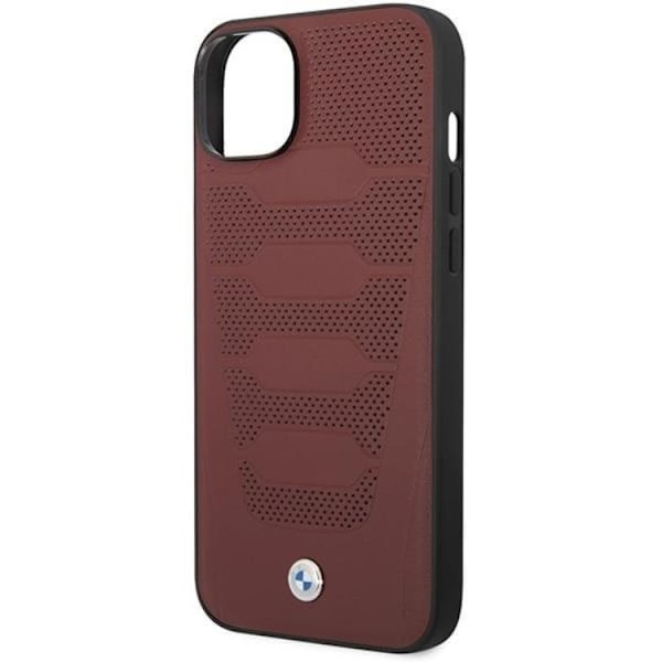 BMW iPhone 14 Mobilskal Läder Seats Pattern - Burgundy