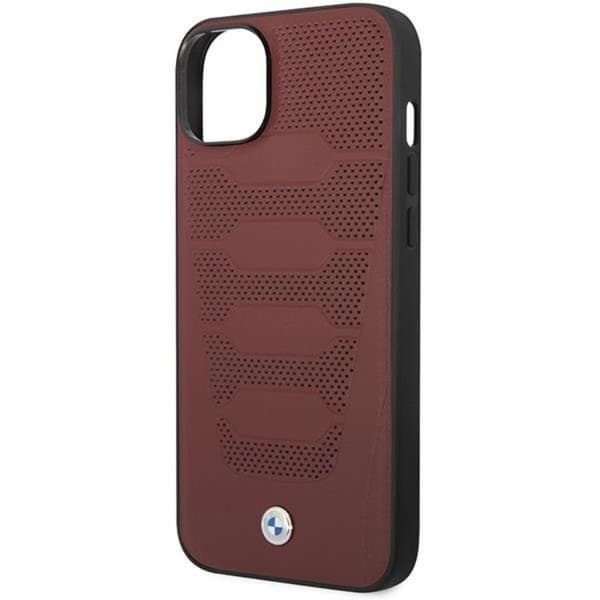 BMW Mobilskal till iPhone 14 Läder Seats Pattern - Burgundy