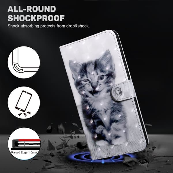 Samsung Galaxy A35 5G Skal Äkta Läder 3D-Mönster - Katt