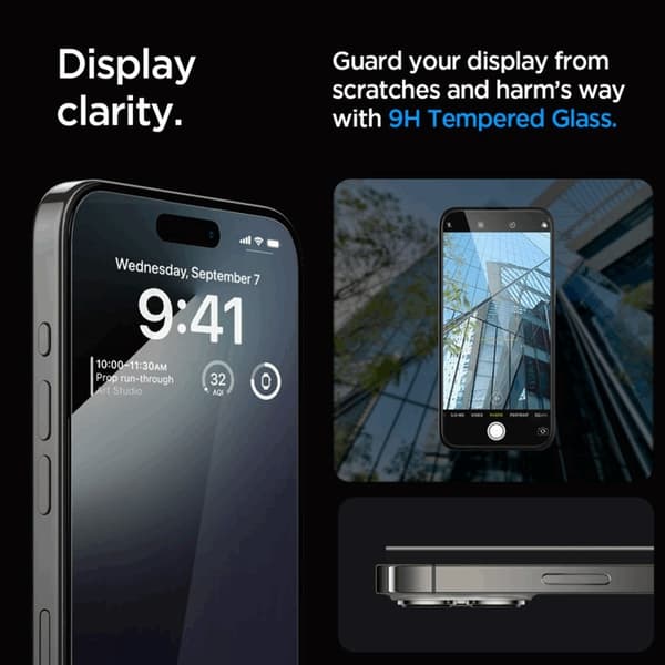 Spigen [2-Pack] iPhone 15 Pro Max Härdat Glas Skärmskydd 'EZ' Fit Transparent