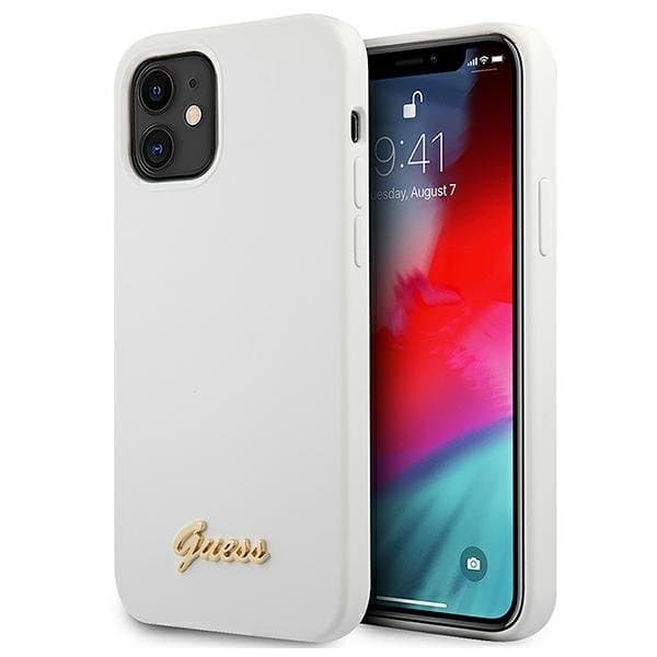 Guess Skal iPhone 12 Mini Metal Logo Script - Valkoinen White