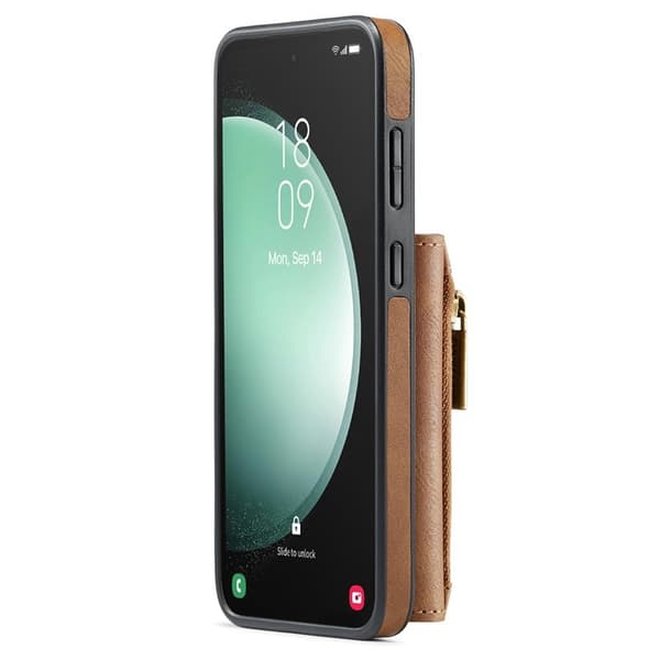 DG.MING Konstläder Plånboksfodral för Samsung Galaxy S25+ - Brun