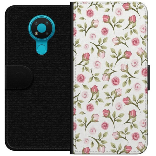 Pung etui til Nokia 3.4 med Blomstret