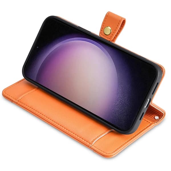 Galaxy A05s Konstläder Plånboksfodral med 2 Rem - Orange Orange