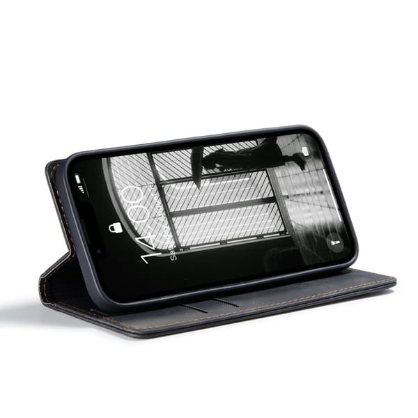 CASEME 013 iPhone 16e Case Plånboksfodral Konstläder - Svart