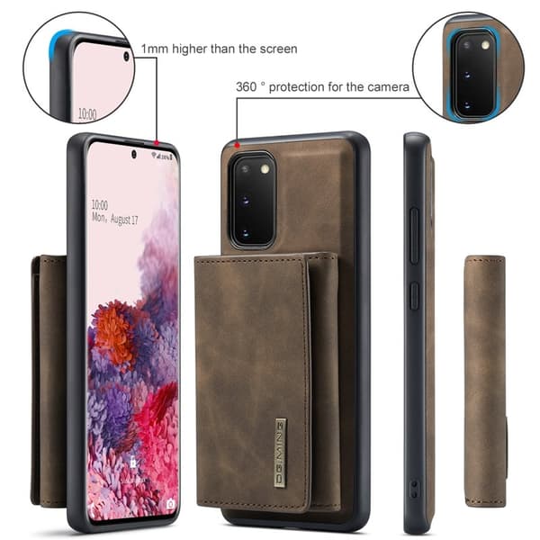DG.MING 2-in-1 Plånboksfodral med Magnet för Samsung S20 - Brun