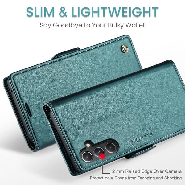 CASEME Plånboksfodral Konstläder för Samsung Galaxy S23 FE - Grön