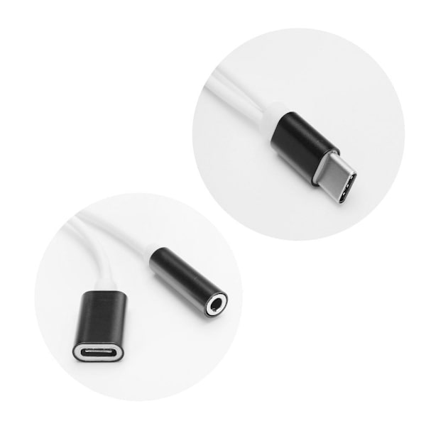 Adapter HF/audio + charging USB-C - Jack 3,5mm Svart Svart