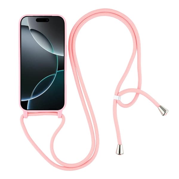 Mobilskal till iPhone 17 Pro Max TPU Shockproof med Lanyard - Rosa Rosa