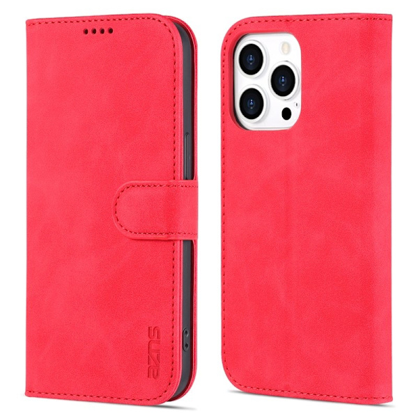 AZNS iPhone 16 Pro Max Plånboksfodral Konstläder - Röd