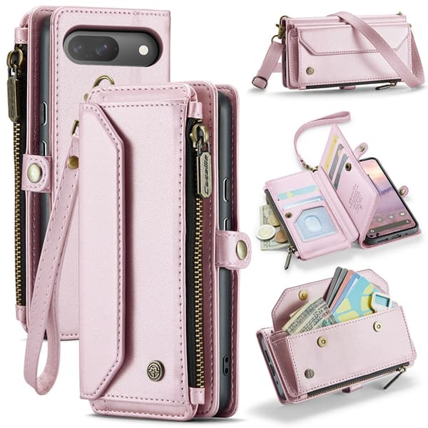 CASEME Google Pixel 10/10 Pro Plånboksfodral RFID Zipper Rosa