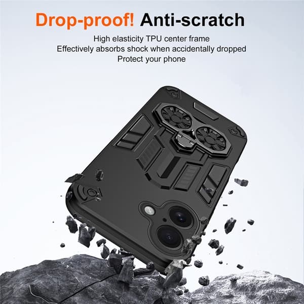 Mobilskal till iPhone 17 Ringhållare Kickstand Shockproof - Svart Svart