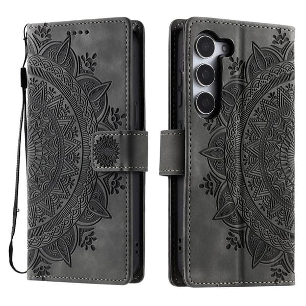 Plånboksfodral för Samsung Galaxy S26 Plus Konstläder med handrem - Grå