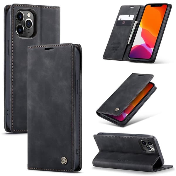 CASEME 013 Plånboksfodral Konstläder Flip iPhone 12 Pro Max Svart