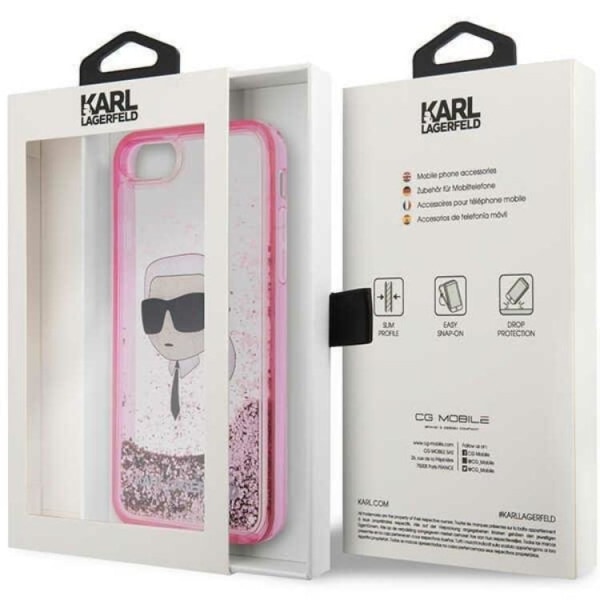 Karl Lagerfeld iPhone 7/8/SE (2020/2022) Cover Liquid Glitter Hea - Rosa