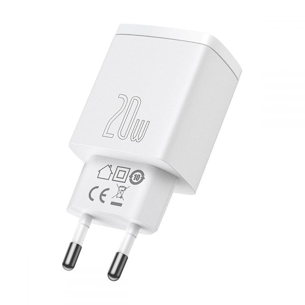 BASEUS - 2-Port netværksoplader 20w - Vit White