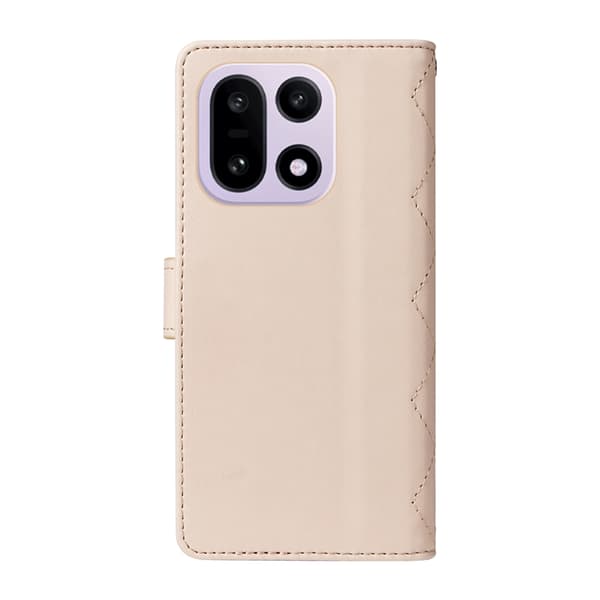 OnePlus 15 5G Plånboksfodral Rhombus Konstläder Beige