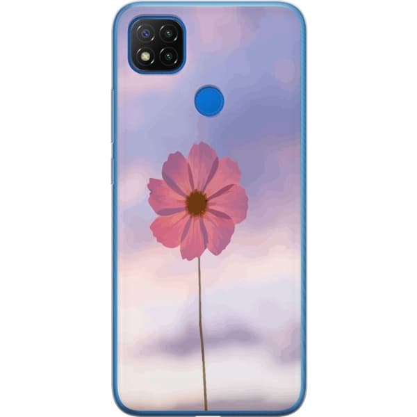 Telefontaske til Xiaomi Redmi 9C med lyserød blomst