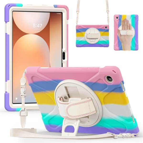 Mobilskal till Galaxy Tab A11 Plus Kickstand Silikon Axelrem Rosa