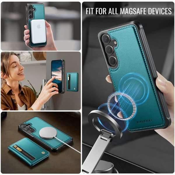 JEEHOOD Plånboksfodral för Samsung Galaxy S26 Plus Magnetiskt Konstläder - Blå