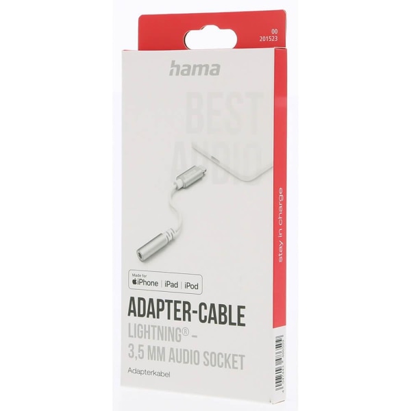 HAMA Audio adapter Lightning til 3,5 mm - Hvid