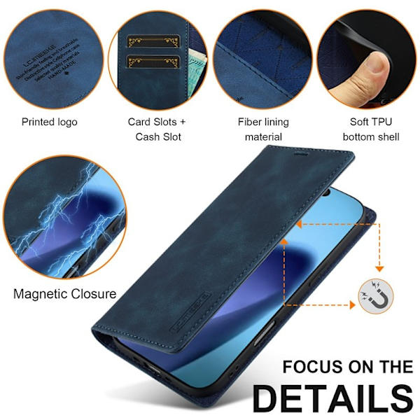 LC.IMEEKE iPhone Air Plånboksfodral Konstläder- Blå