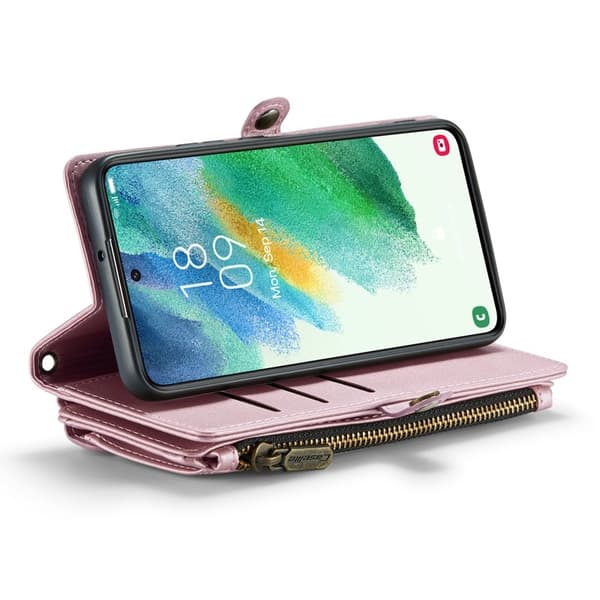 CASEME Plånboksfodral Konstläder för Samsung Galaxy S21 FE 5G - Rosa