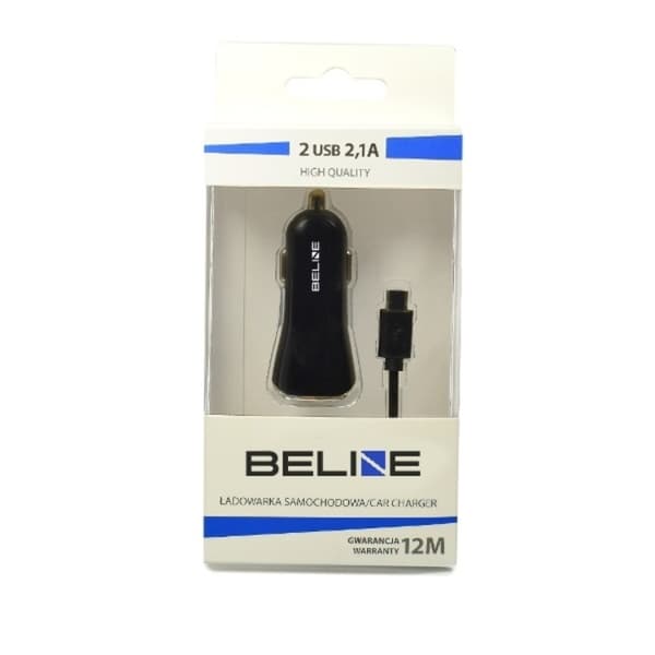 Beline biloplader USB-A til USB-A med USB-C kabel - sort Black