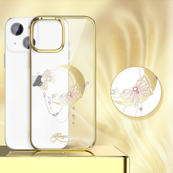 Kingxbar Butterfly Moon -sarjan suojakuori iPhone 13 Prolle - kulta Yellow