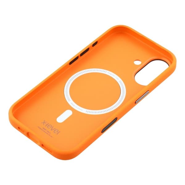 X-LEVEL Mobilskal till iPhone 17 MagSafe PU Läder Hård PC - Orange