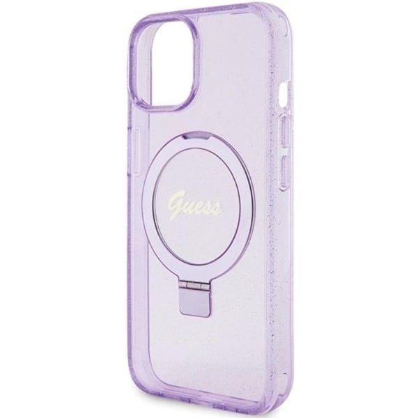 Guess Mobilskal till iPhone 15/14 Plus Magsafe Ringställ Script Glitter - Lila Lila