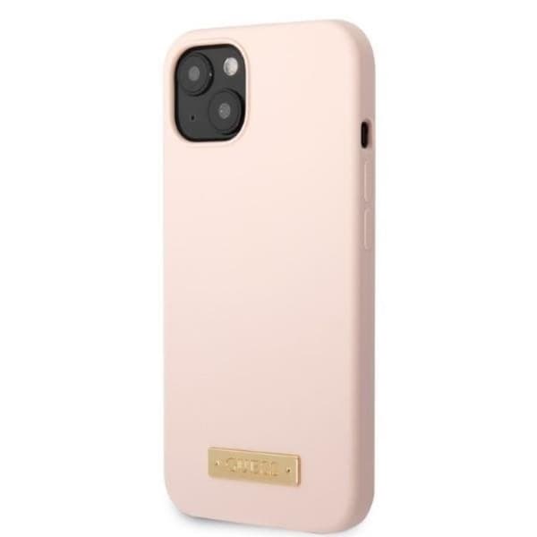 Guess iPhone 13 Skal MagSafe Silicone Logo Plate - Rosa Rosa