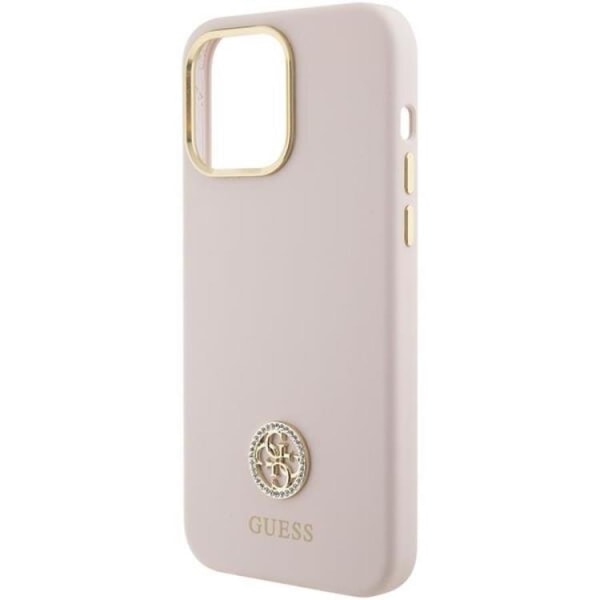 Guess iPhone 15 Pro Max Mobilskal Silikon Logo Strass - Rosa