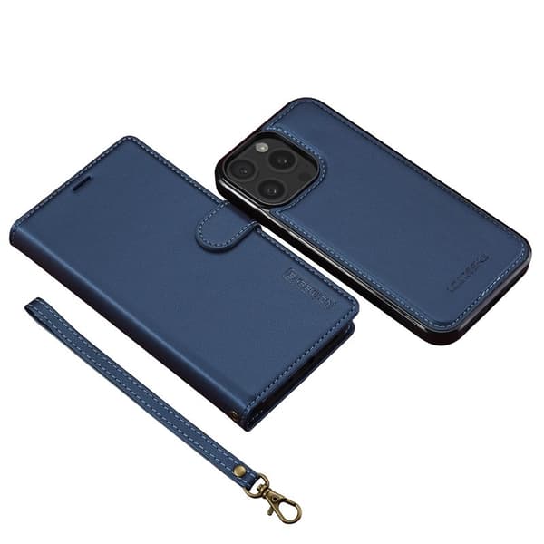LC.IMEEKE L2 Series iPhone 15 Pro Max Plånboksfodral Konstläder - Blå
