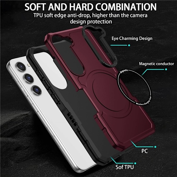 Galaxy S23 Plus Skal Magsafe Anti Drop - Vinröd