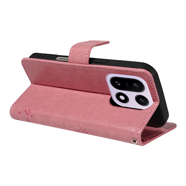 OnePlus 15 5G Plånboksfodral Cat Tree Pattern Konstläder Rosa