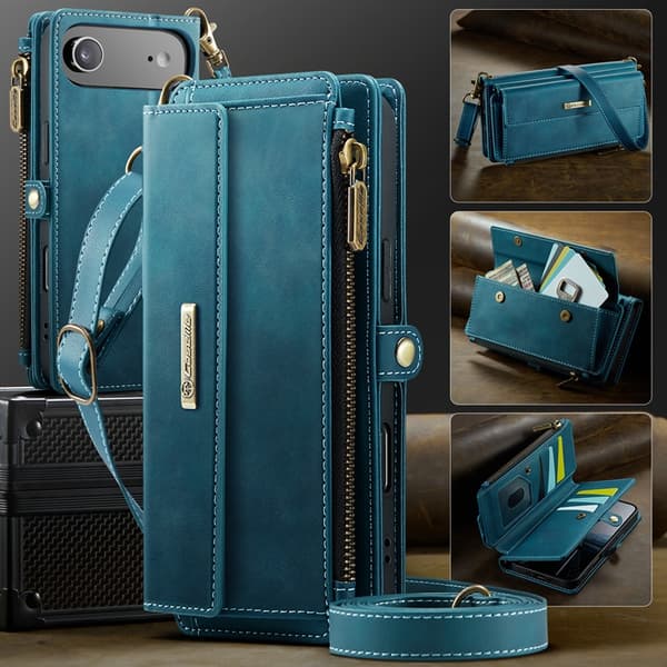 CASEME iPhone Air Konstläder Plånboksfodral RFID-Skydd Zipper Grön