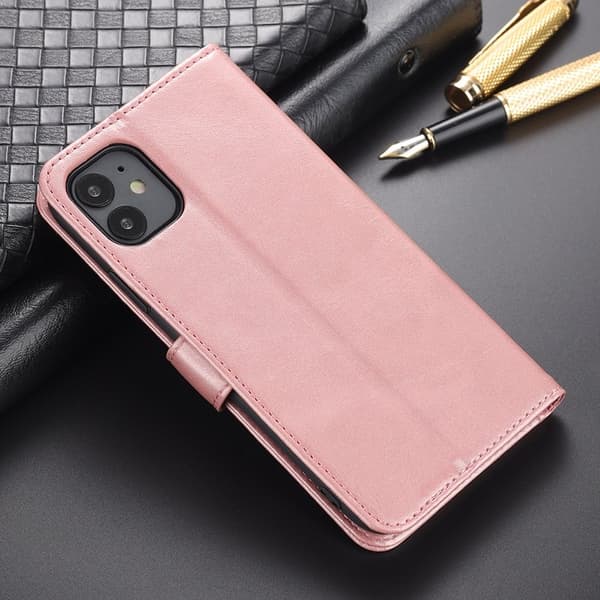AZNS Mobilskal till iPhone 12/12 Pro - KonstLäder - Ställfunktion - Rosa